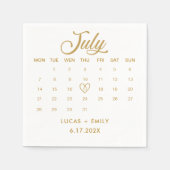 Juli Kalender Goud Bruiloft Servet (Voorkant)