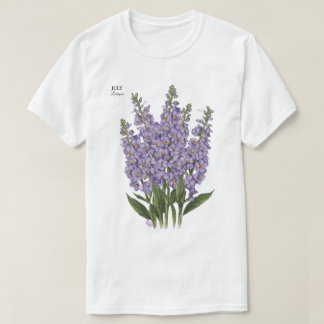 Juli Larkspur Bloom - Gepersonaliseerd verjaardags T-shirt