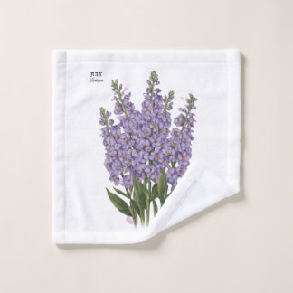 Juli Larkspur Bloom - Gepersonaliseerd verjaardags Washandje