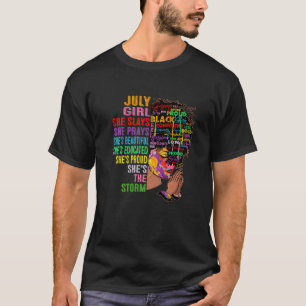 Juli Meisje Ze speelt en bidt Juli Dag Meisjes T-shirt