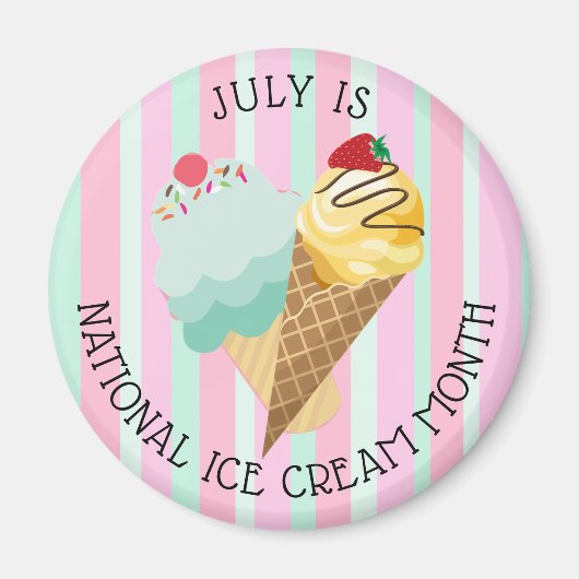 Juli Nationale Ice Cream Month koelkast Magnet Magneet (Voorkant)