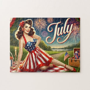 Juli Onafhankelijkheids-Pin-Up Viering Legpuzzel