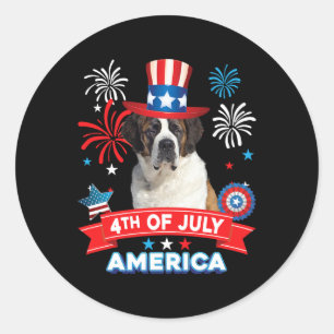 Juli Patriottische Dag St. Bernard Onafhankelijkhe Ronde Sticker