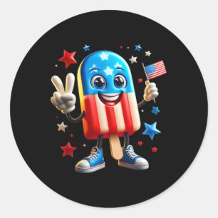 Juli Popsicle Amerikaanse vlag Patriottische voor- Ronde Sticker