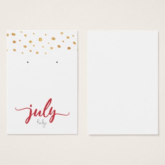 Juli Ruby Birthstone Earring Display Card Visitekaartje (Voorkant /achterkant)