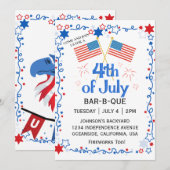 Juli Vierde Amerikaanse vlag kale adelaar BBQ vuur Kaart (Voorkant / Achterkant)