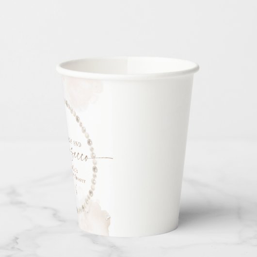 JULIA Boho Bloemenkranz Parels & Prosecco Bruidsme Papieren Bekers (Links)