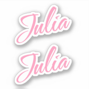 Julia Decoratieve Naam in Roze x2 Sticker