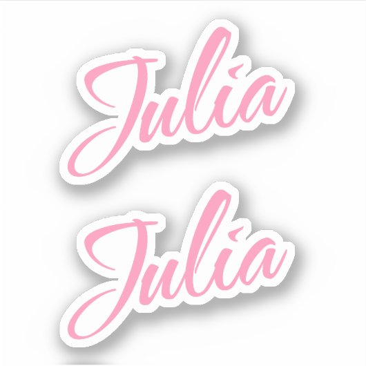 Julia Decoratieve Naam in Roze x2 Sticker (Voorkant)