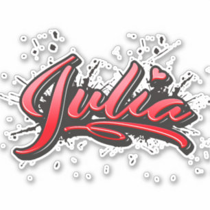 Julia red Heart Graffiti Autocollants