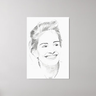 Julia Roberts trekkend portret door potlood Canvas Afdruk