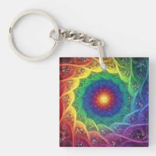 Julia Set Fractal met regenboog-windmolenstijl Sleutelhanger