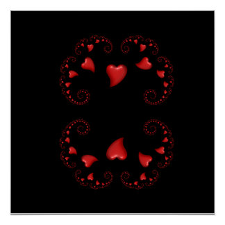 Julia Set Fractal Met Rode Harten Perfect Poster
