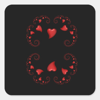 Julia Set Fractal Met Rode Harten Vierkante Sticker