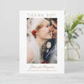 Julia Simple Gold Script 2 Photo Wedding Bedankkaart (Staand voorkant)