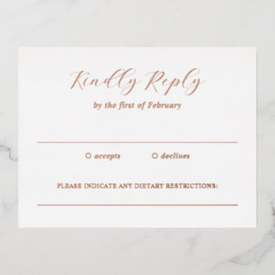 Julia Traditional Elegant Wedding Folie RSVP-kaart Folie Uitnodiging Briefkaart