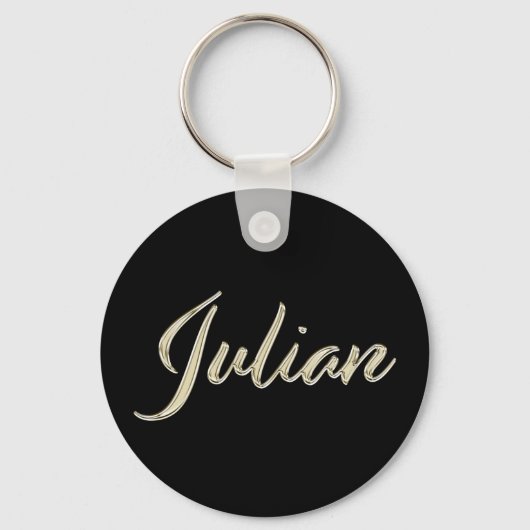 Julian Nom Porte-clés bouton en or blanc (Recto)
