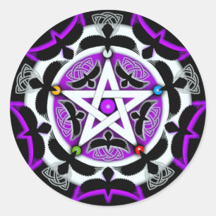 Julia's Crow Pentacle Ronde Sticker