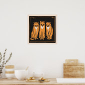  Julie De Graag Drie Katten Trio Art Deco Poster (Keuken)