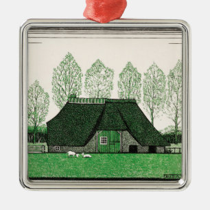 Julie de Graag, Farmhouse met Thatched Roof, Metalen Ornament