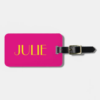 Julie Hot Pink en Geel Bagagelabel