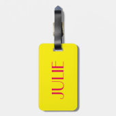Julie Hot Pink en Geel Bagagelabel (Achterkant verticaal)