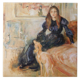 Julie Manet en haar windhond (door Berthe Morisot) Tegeltje
