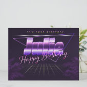 Julie Nom Prénom lila retro Carte Anniversaire (Debout devant)