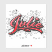 Julie red heart graffiti Autocollants (Feuille)