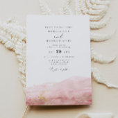 JULIEN | Blush Waterverf Smudge Gold Wedding Kaart