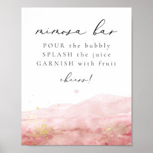 JULIEN Stof Roze Blush Waterverf Mimosa Bar Bord Poster