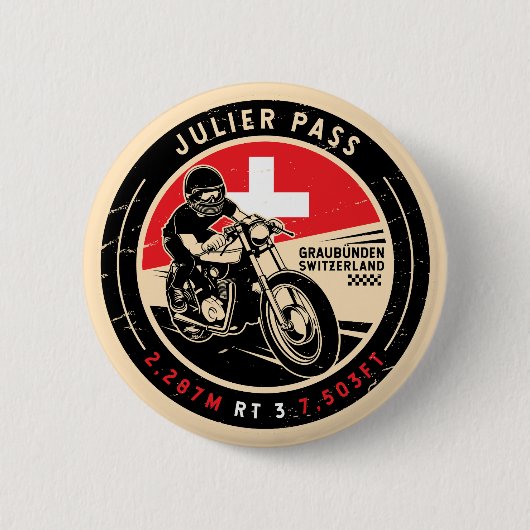 Julier Pass | Zwitserland | Motorfiets Ronde Button 5,7 Cm (Voorkant)