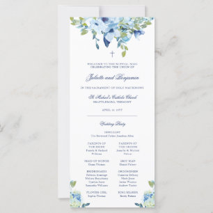 Juliette Blue Floral Programme de mariage catholiq