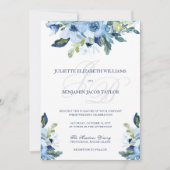 Juliette Elegant Dusty Blue Floral Wedding Kaart (Voorkant)
