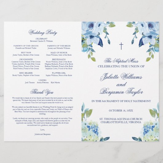 Juliette katholieke Wedding Ceremony Mass Program (Voorkant)