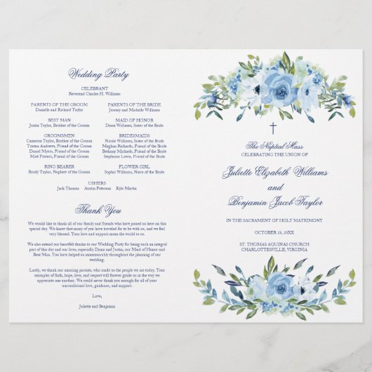 Juliette Programme de Cérémonie de Messe Mariage c (Devant)