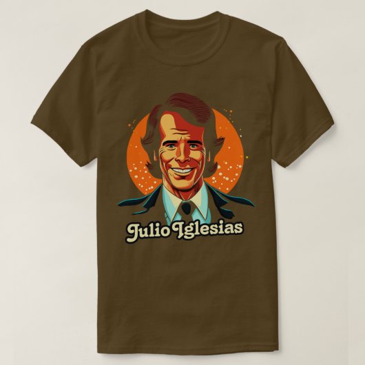 Julio Iglesias Retro stijl Fan ontwerp T-shirt (Design voorkant)