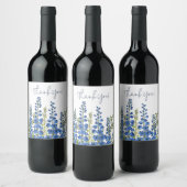 Juli's Blauwe Delphinium Bloemen Bedankt Wijn Etiket (Flessen)