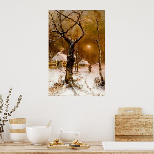 Julius Klever: Winter Night Walk Poster (Keuken)