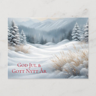 Julkort - Vackert vinterlandskap med snö Feestdagenkaart