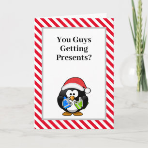 Jullie krijgen Cadeaus? Funny Penguin Kerstmis Kaart