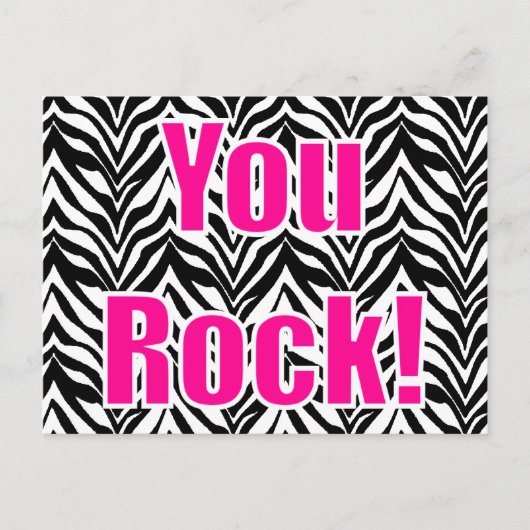 Jullie rocken! zebraprint briefkaart (Voorkant)