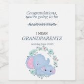 Jullie Worden Grootouders Blauwe Olifanten  Wijn Etiket (Enkel label)