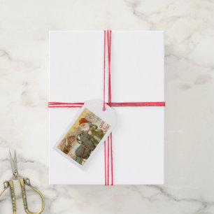 Jultomten voedt Yule Goat a Cookie Cadeaulabel