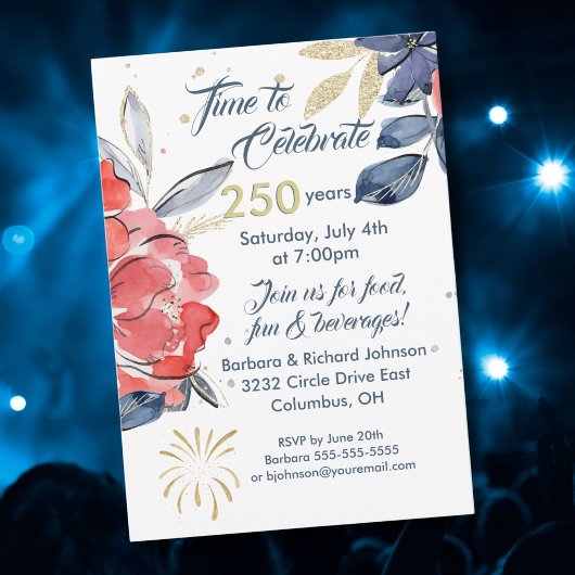 July 4th 250th USA Celebration Party Invitation