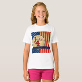 July 4th American Flag Girls T-Shirt (Devant entier)