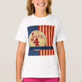 July 4th American Flag Girls T-Shirt (Devant)