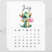 July Baby Dragon Art Print Whimsical Fantasy (Voorkant / Achterkant)