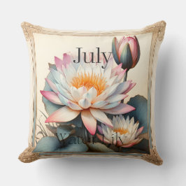 July Water Lily Birth Month Botanical Floral Kussen