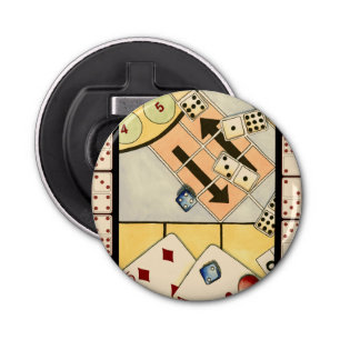 Jumble Assortment of Games of Chance Button Flesopener
